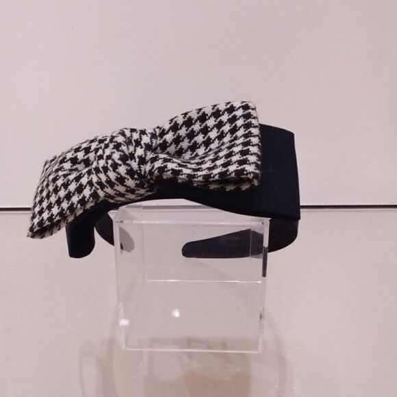 Black and white houndstooth bow Alice band - Picture 1 of 2